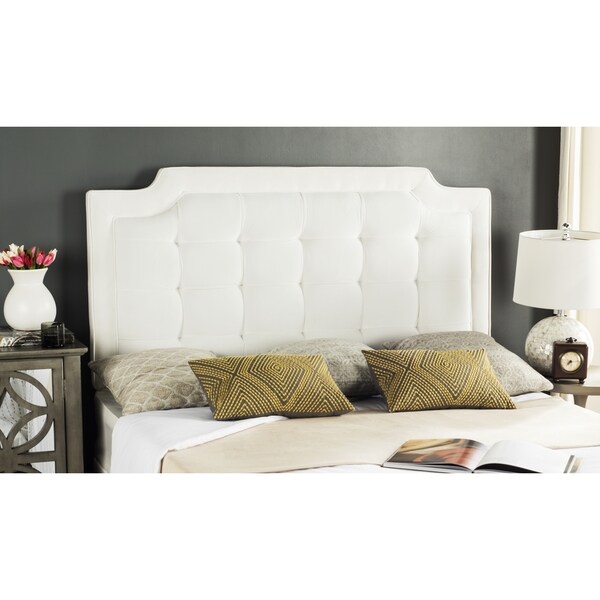 SAFAVIEH Saphire White Upholstered Tufted Headboard (King) - - 11923987