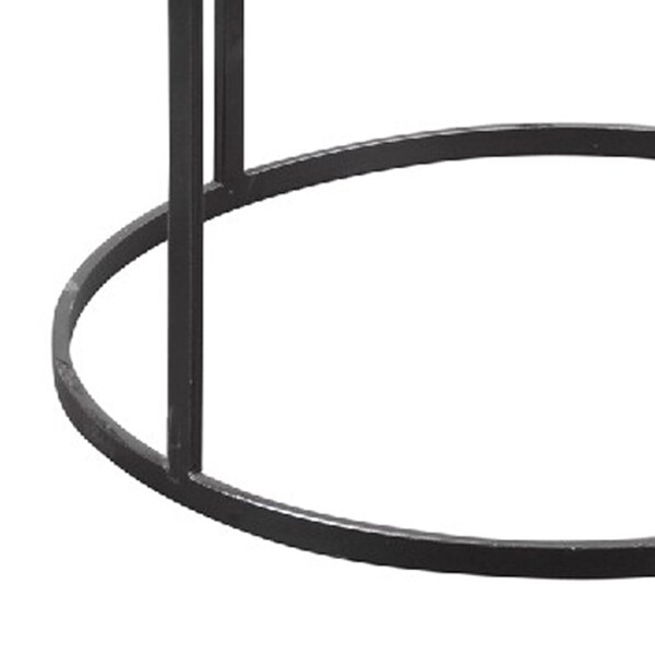 Round Metal Frame Side Table with Tubular Legs， Black