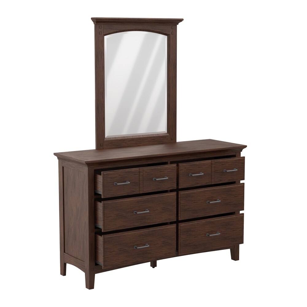 Modern Mission King Bedroom Set with 2 Nightstands and 1 Dresser with Mirror