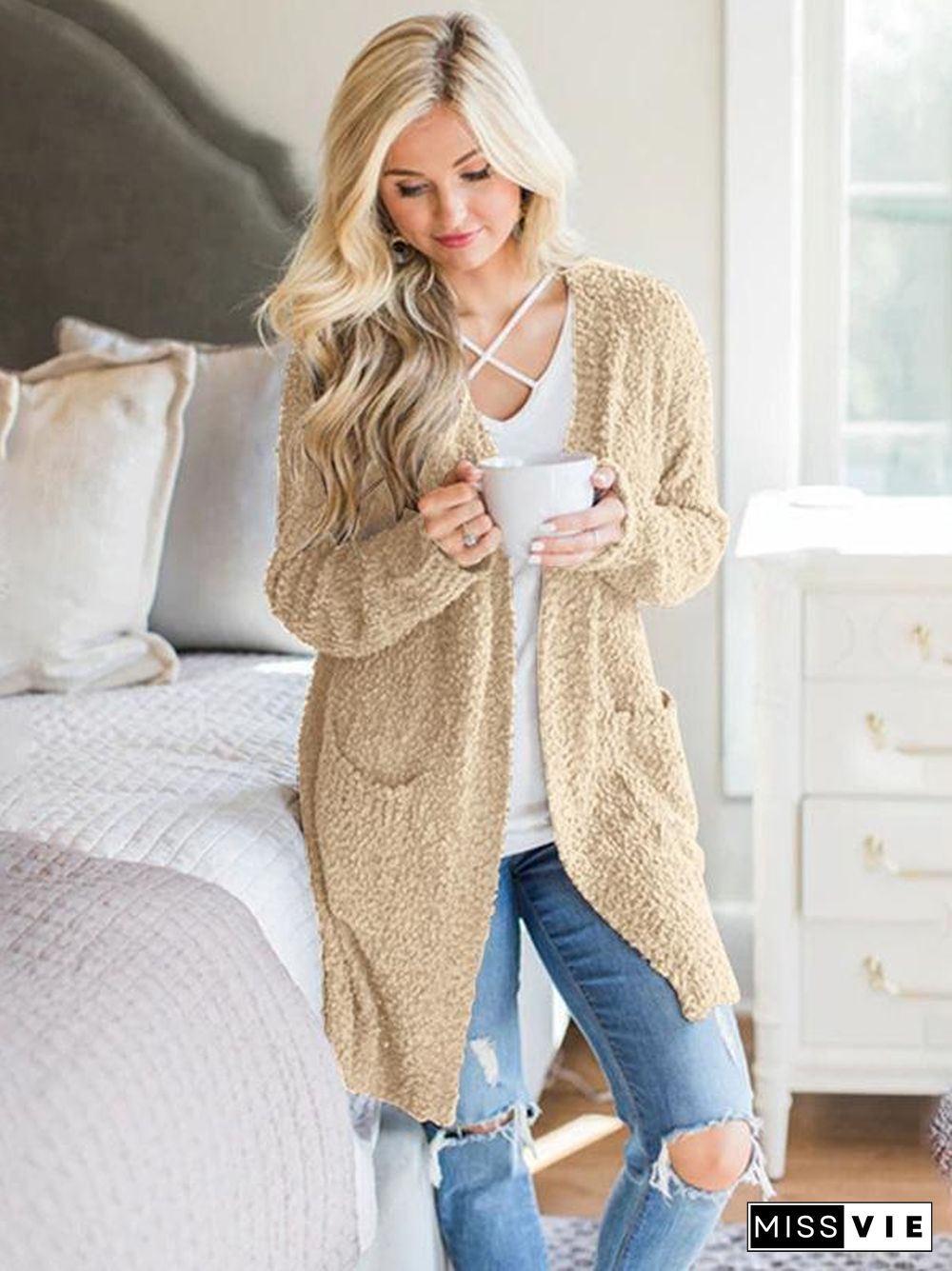 4 Colors Knitting Cardigan Tops