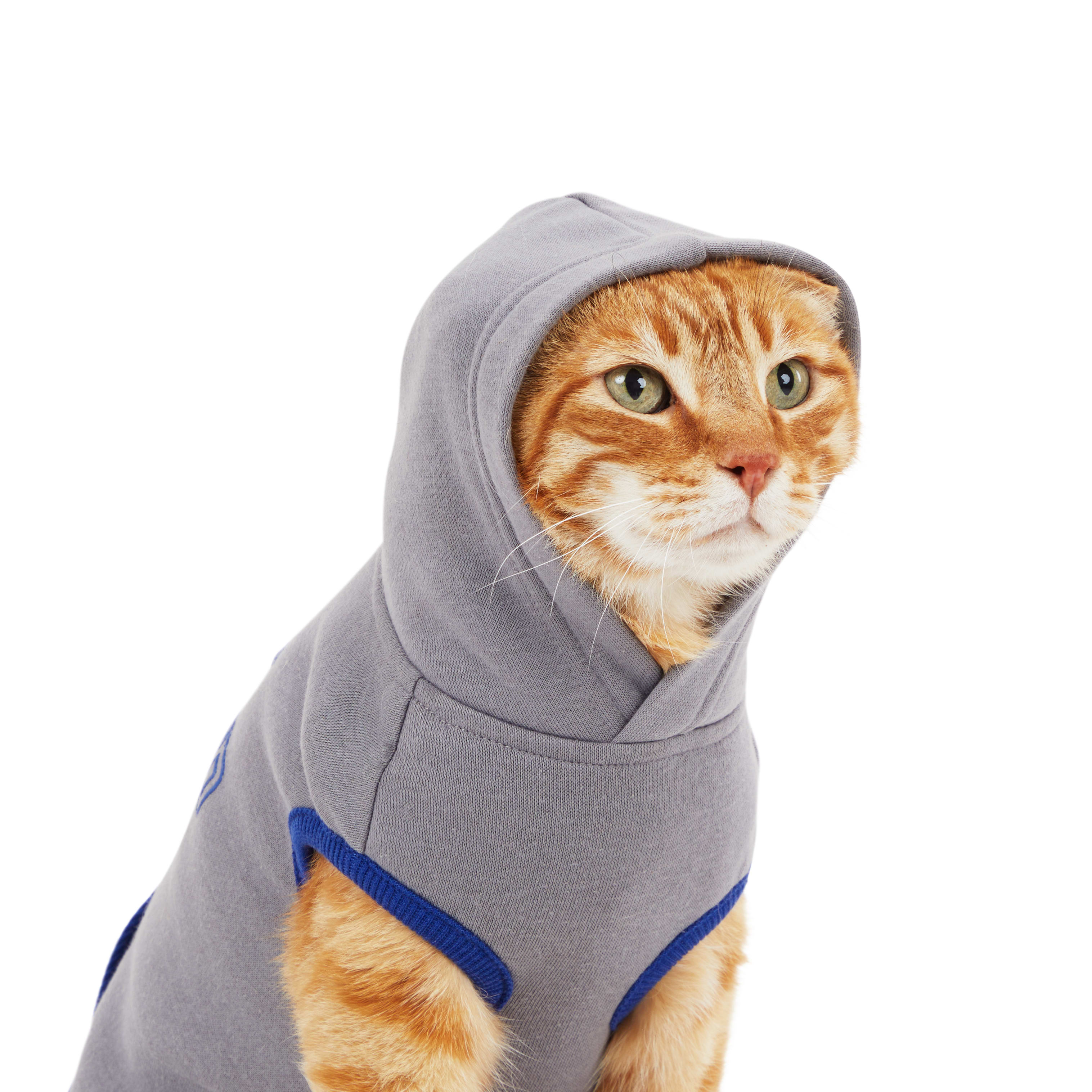 YOULY Grey Cat Hoodie， X-Small/Small