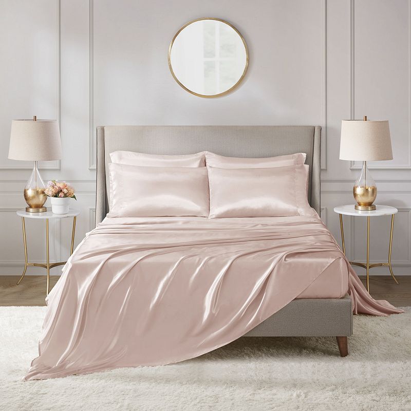 Madison Park Essentials Satin Luxury Solid Sheet Set and Pillowcases