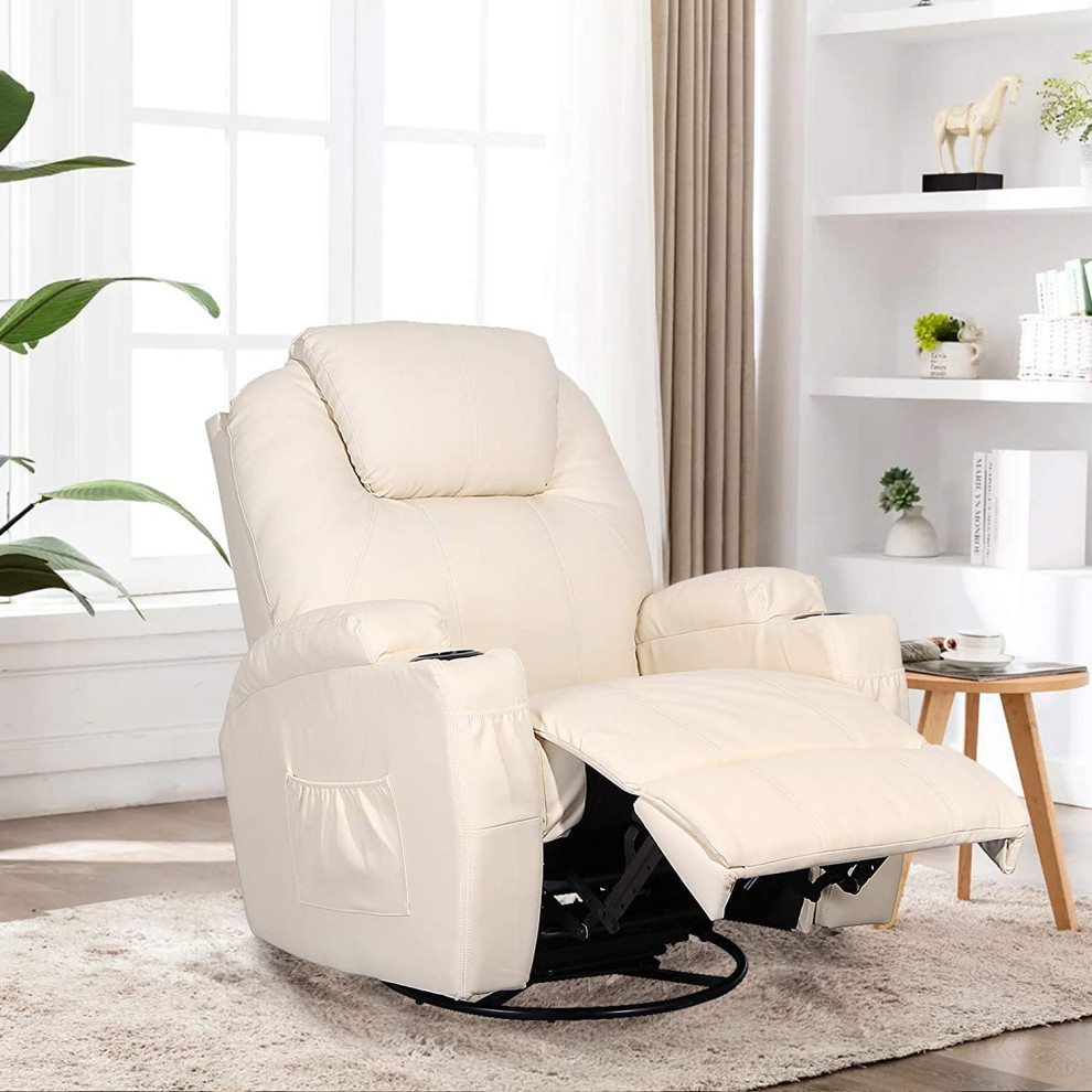 Living Room Recliner Massage Chair   Cream   Transitional   Recliner Chairs   by AffordableVariety  Houzz