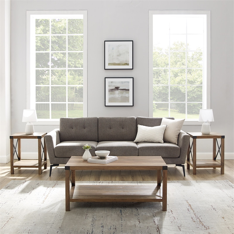 Home Square 2 Piece Set with 70 quotTV S and and 3 Piece Coffee Table Set in Oak   Transitional   Coffee Table Sets   by Homesquare  Houzz