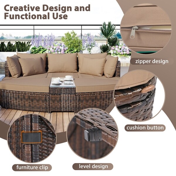 6Piece Wicker Outdoor Sectional Conversation Set with Cushions