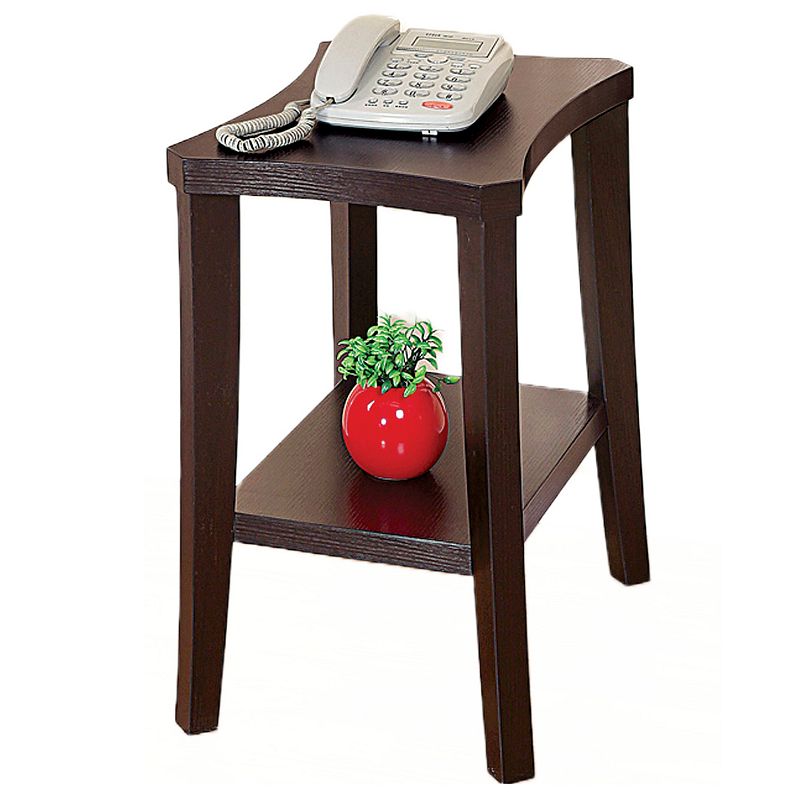 FC Design Red Cocoa Chairside Table with Curved Legs and Bottom Shelf