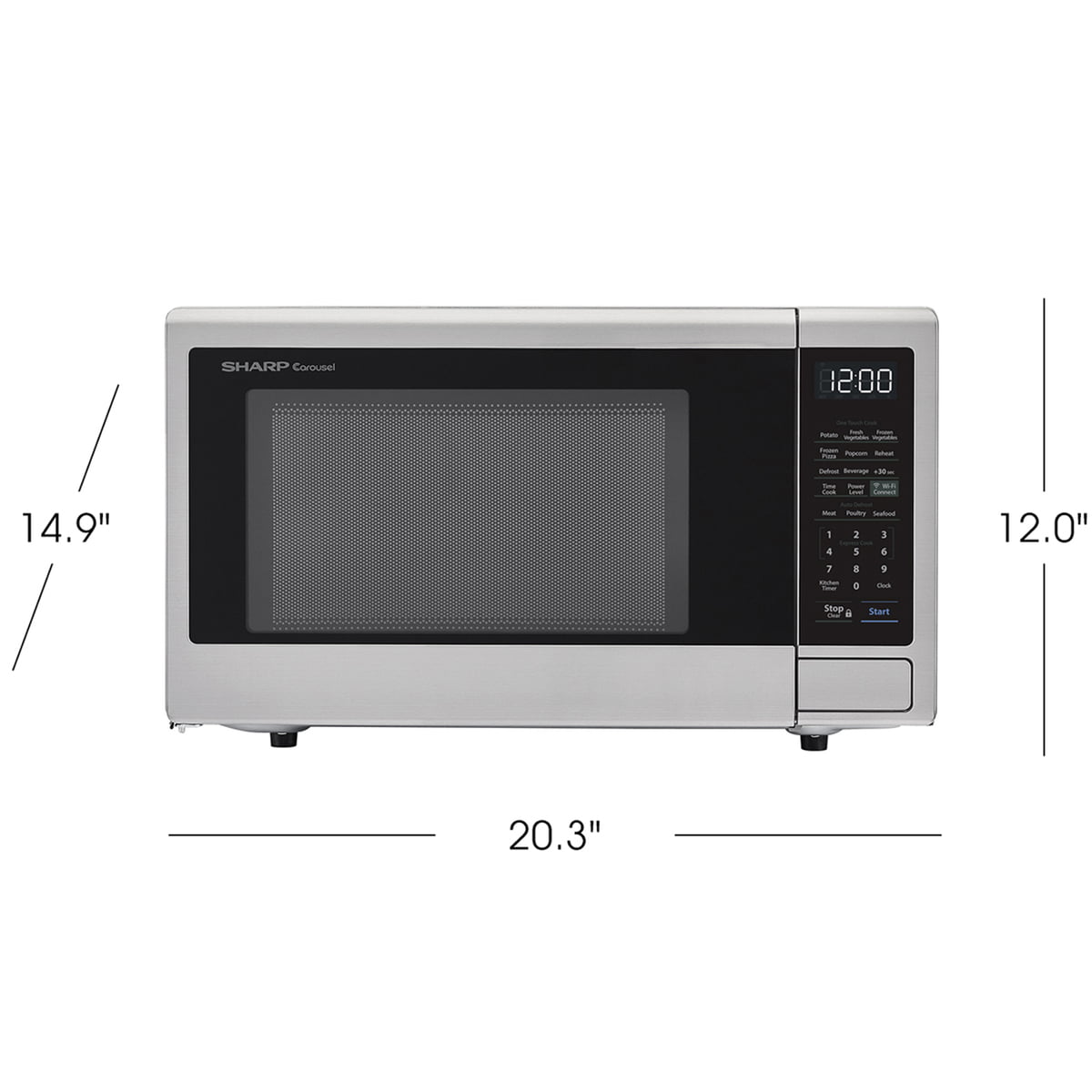 Sharp SMC1139FS 1.1 CF Smart Countertop Microwave Oven, Orville Redenbacher's Certified Steel