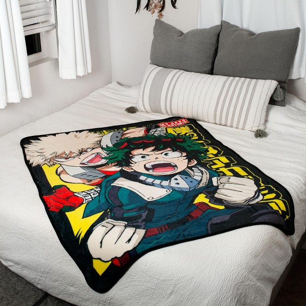 Just Funky My Hero Academia Izuku amp Katsuki Fleece Throw Blanket 45 X 60 Inches