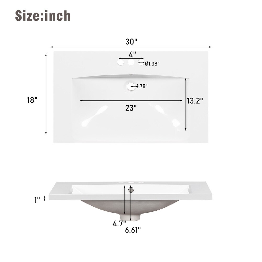 Resin Bathroom Vanity Cabinet with Combined Integrated Sink  Freestanding Storage Floor standing Waterproof Side Cabinet