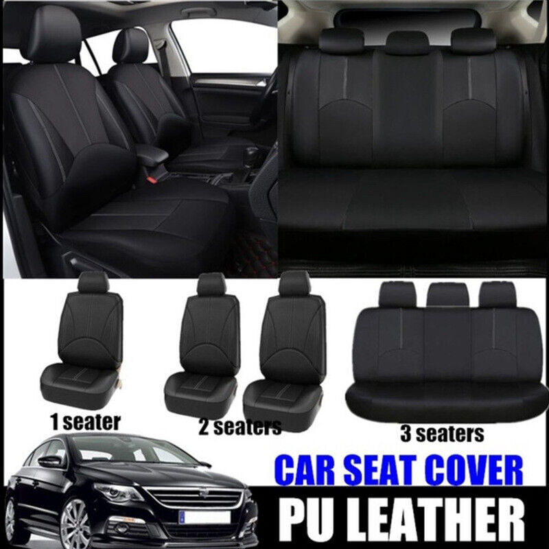 9pcs Car Seat Cover PU Leather Accessories Protector， Universal Full Set 5-Sits Waterproof For Sedan SUV Truck