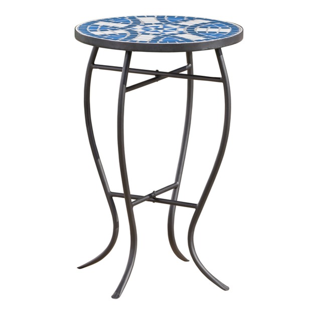 Han Ceramic Tile Side Table Blue white Christopher Knight Home