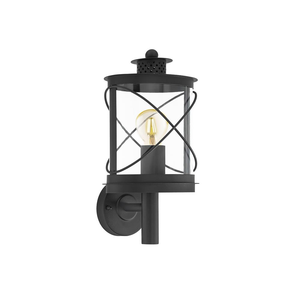 Eglo 94842 Hilburn Black Outdoor Traditional Up Lantern Wall Light