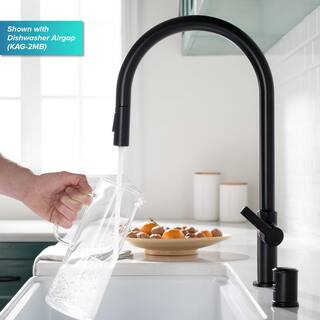 KRAUS Oletto High-Arc Single-Handle Pull-Down Sprayer Kitchen Faucet in Matte Black KPF-2821MB