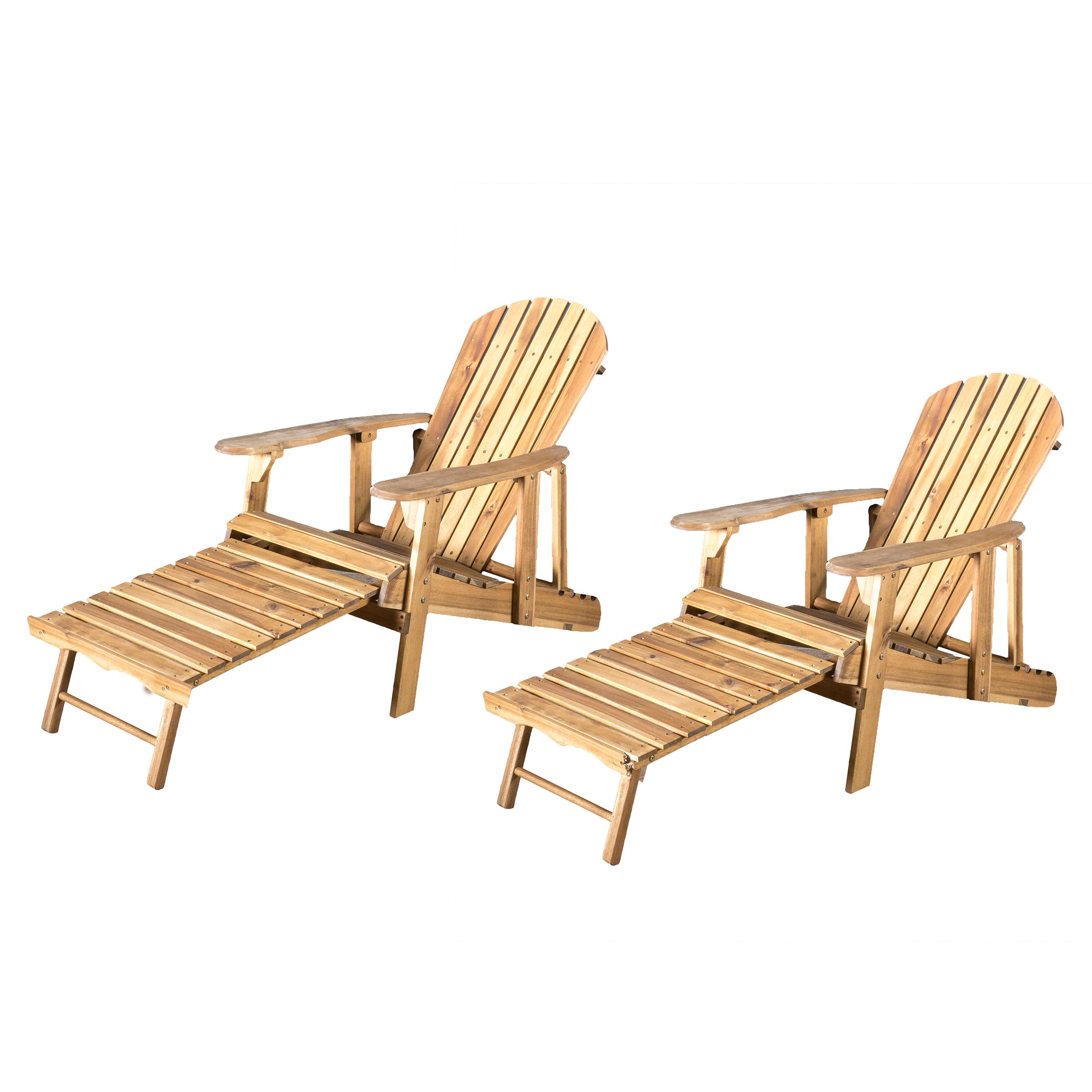 Katherine Outdoor Reclining Wood Adirondack Chair with Footrest (Set of 2)