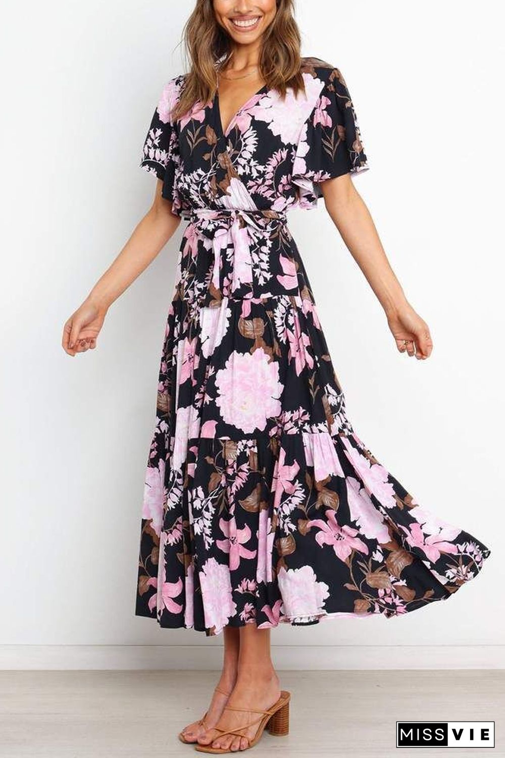 Sunshine Grace Floral Midi Dress