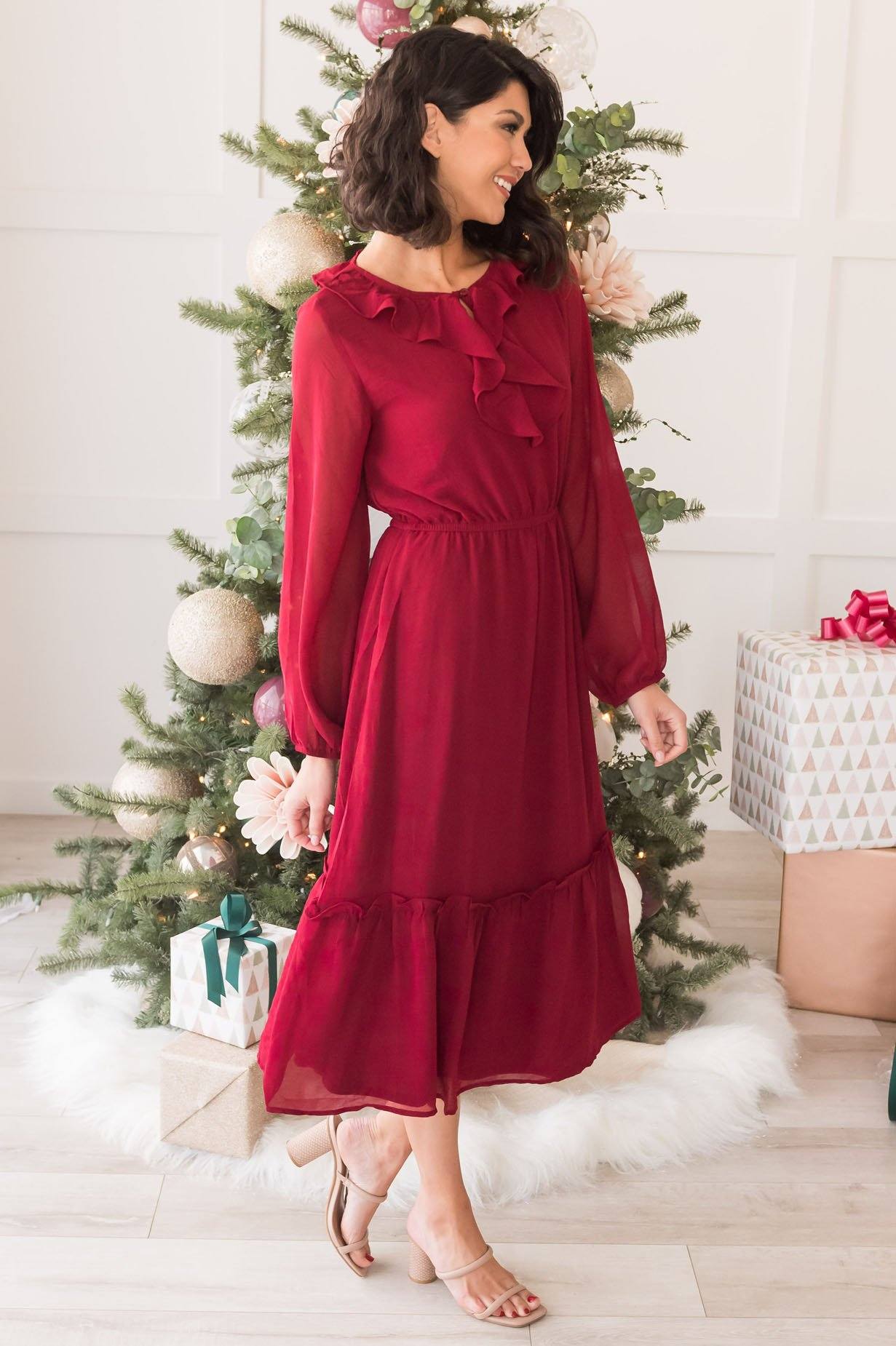 The Faith Modest Ruffle Dress