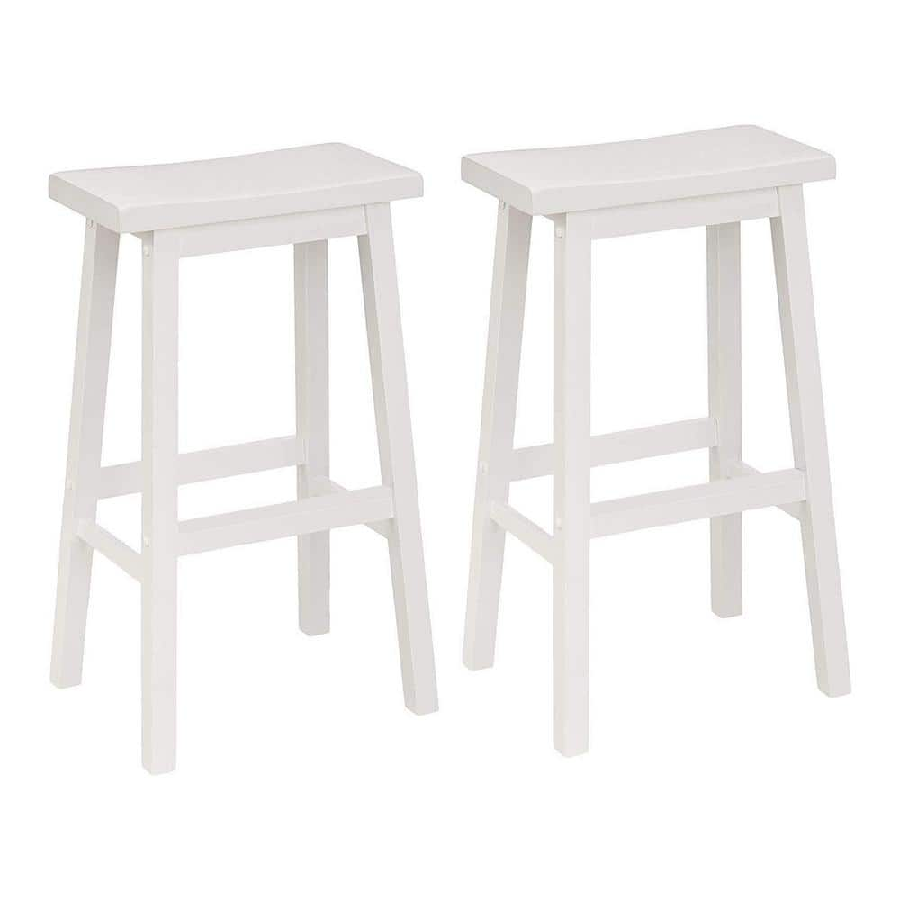 PJ wood 16.33 in. x 12.63 in. x 29.00 in. White Wood Kitchen, Table, and Bar Counter Stool CH01-0204-005-2P-A04