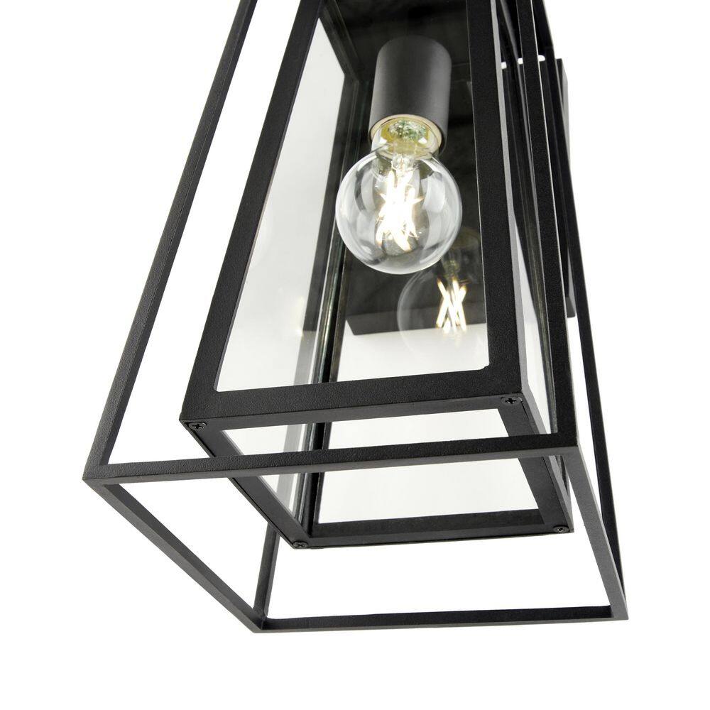 Home Decorators Collection Bailey Medium Modern 1-Light Black Hardwired Double Frame Outdoor Wall Lantern Sconce with Clear Glass 8000201-12