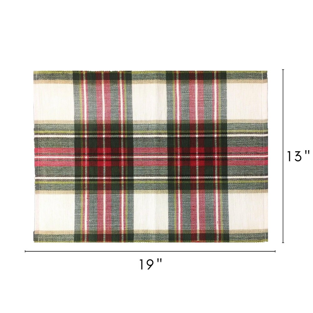 Fabstyles Celebration Plaid High Quality Cotton Placemats Set of 4   13\
