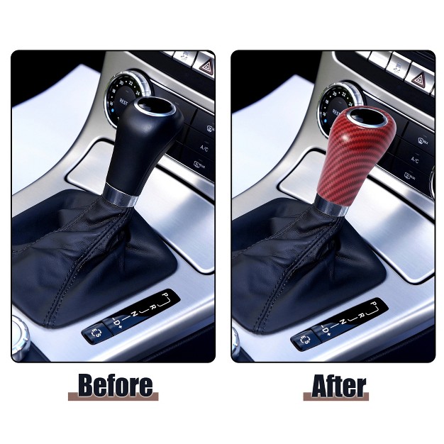 Unique Bargains Car Gear Shift Knob Cover Sticker Carbon Fiber Pattern For Mercedes benz Red 1pc