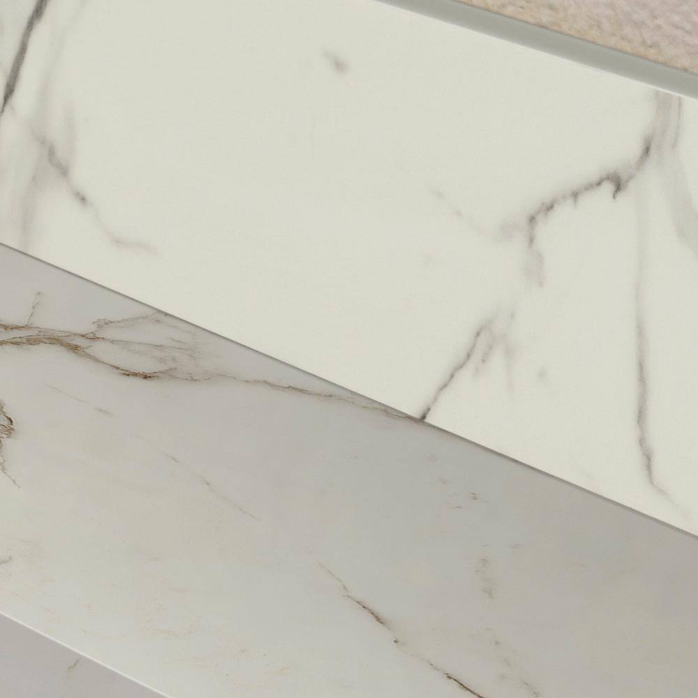 MSI Calacatta Nowy White Double Beveled 4 in. x 36 in. Polished Engineered Marble Threshold Tile Trim THD2CALNOW4X36