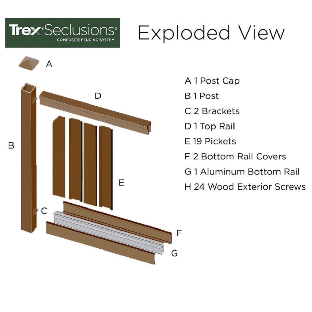 Trex Seclusions 6 ft. x 8 ft. Woodland Brown Wood-Plastic Composite Board-On-Board Privacy Fence Panel Kit TFBPFK68