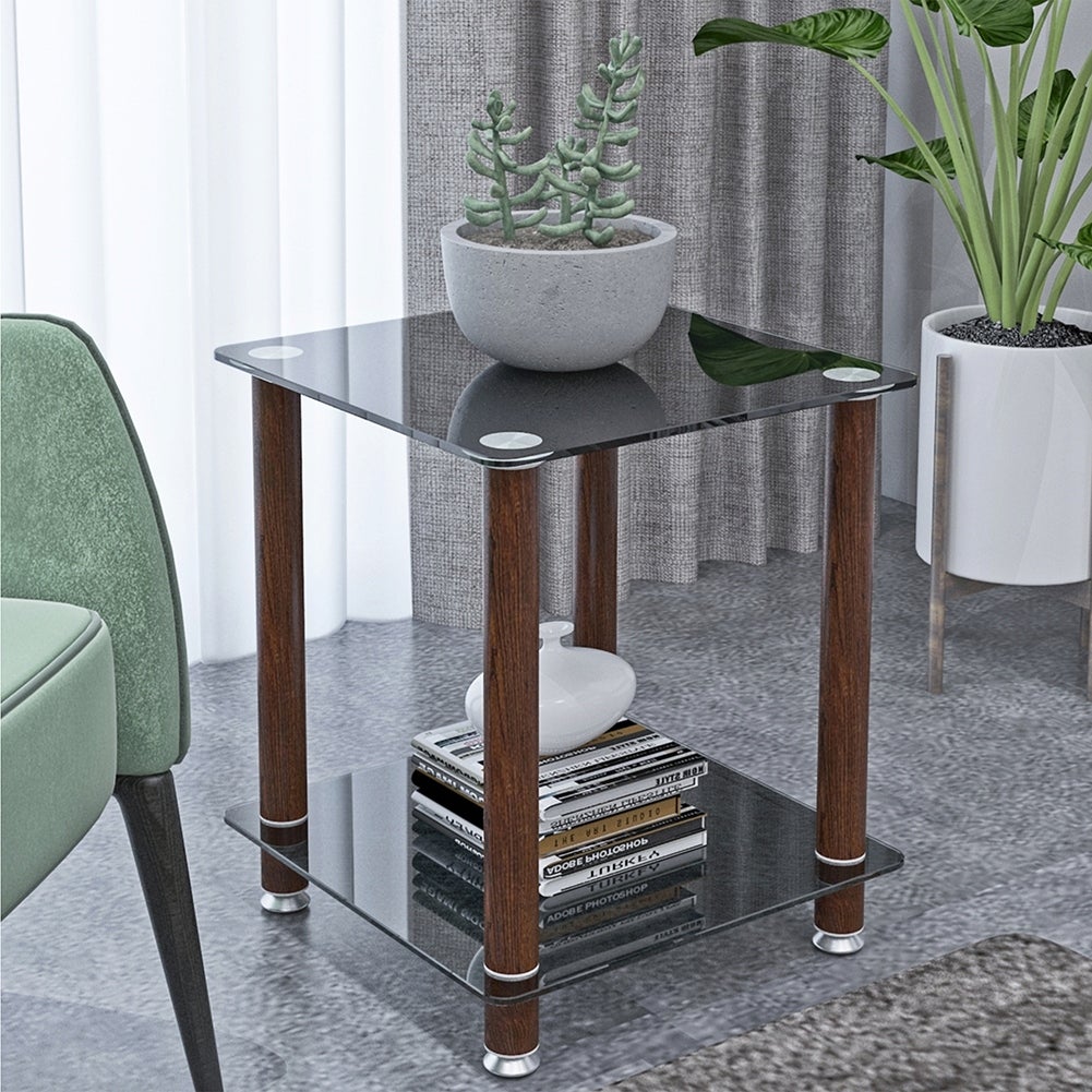 2-Tier Space End Table Side Table with Storage Shelve