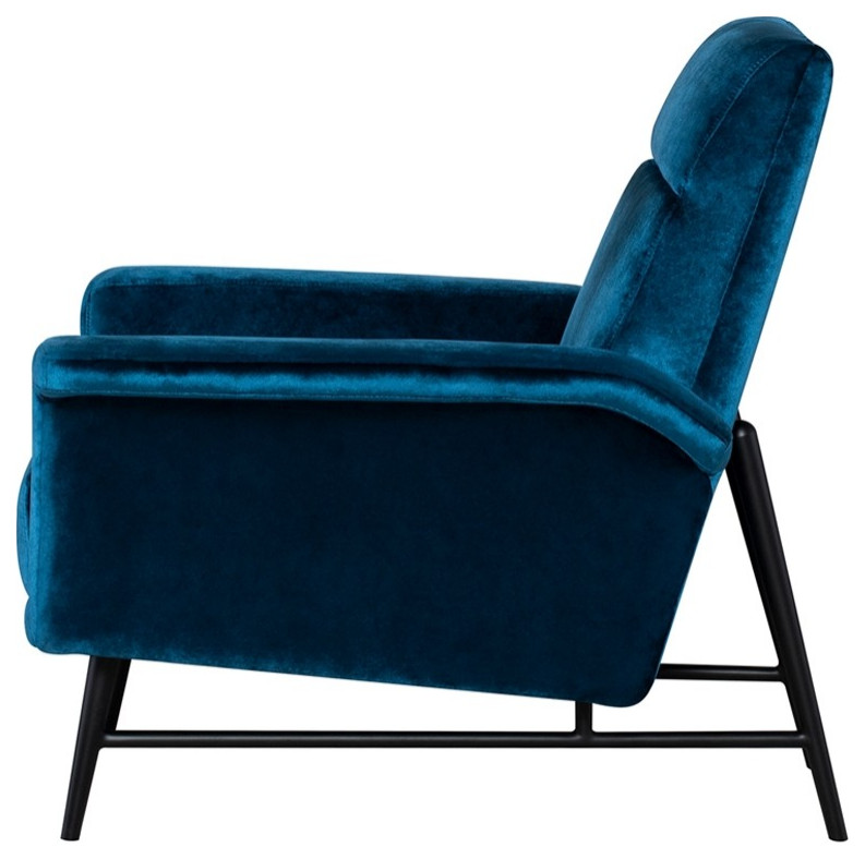 Calais Occasional Chair Midnight Blue Velour   Midcentury   Armchairs And Accent Chairs   by Rustic Home Furniture Deco  Houzz