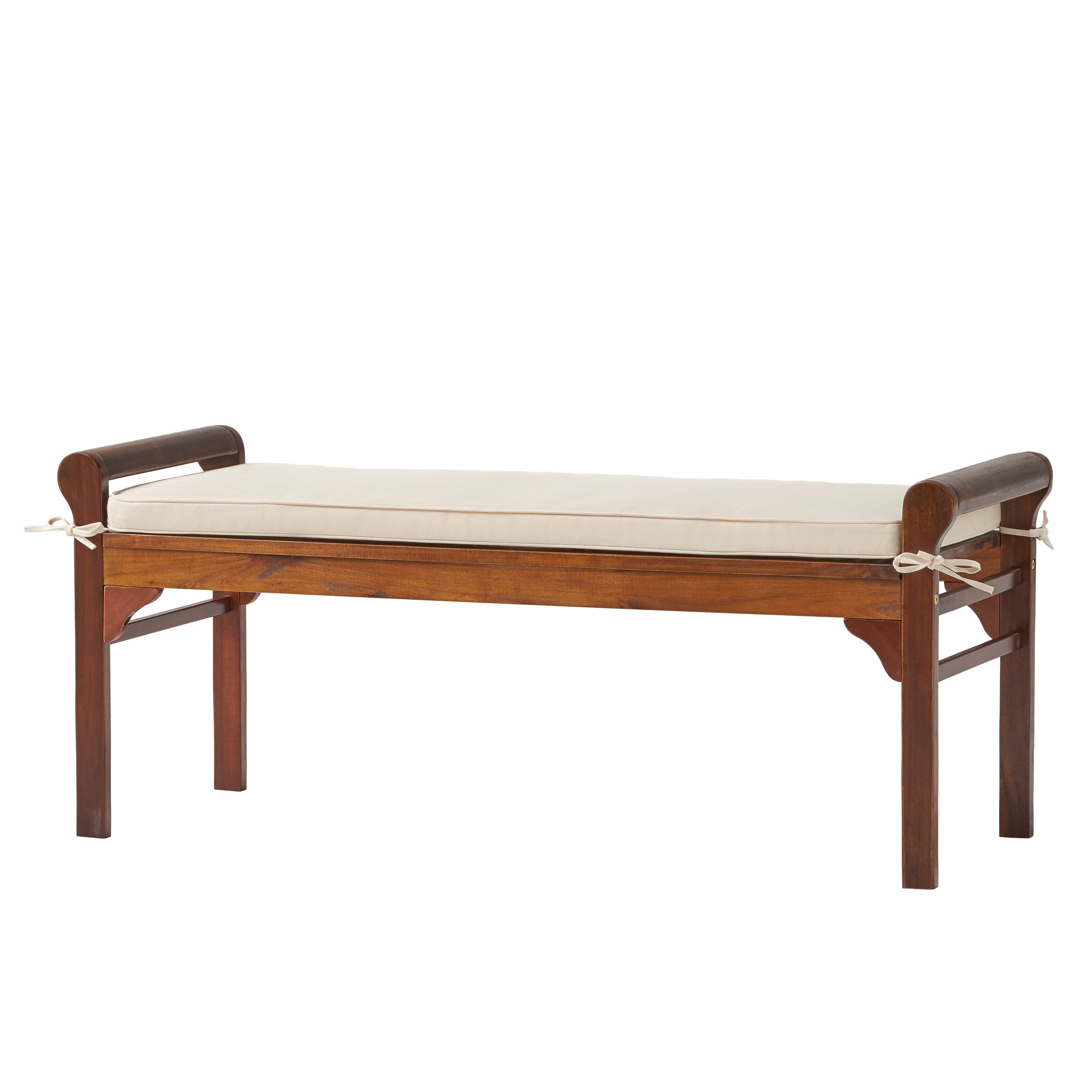 Dixon Rustic Acacia Wood Bench with Cushion