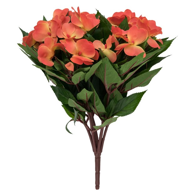 Orange New Guinea Impatiens Artificial Floral Bush