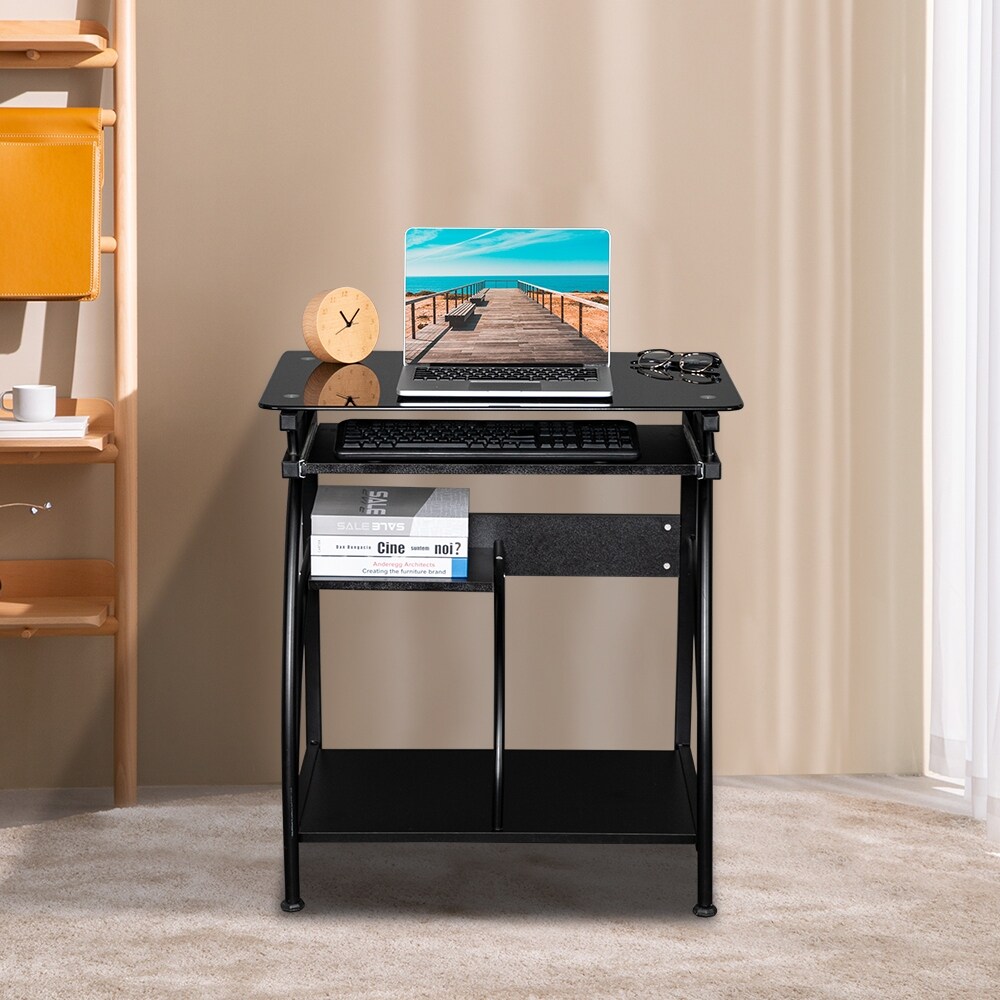 Exquisite Integrated Stalinite Computer Desk Black