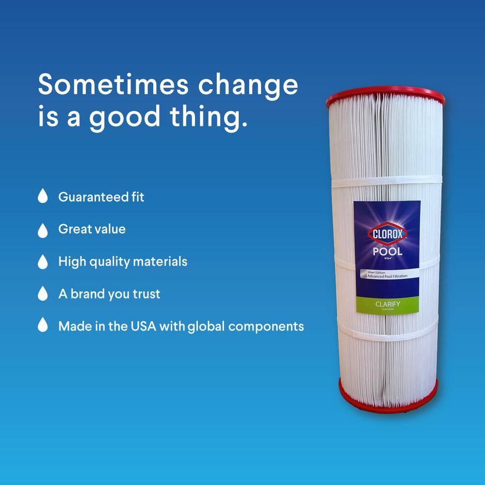 Clorox Silver Edition 8.5 in. Dia Advanced Pool Filter Cartridge Replacement for Hayward C-1100 CLX-8610-PL