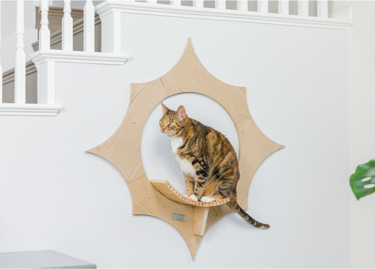 Armarkat Sun Shape Modern Wall-Mounted Wall Shelves Cat Furniture， Beige