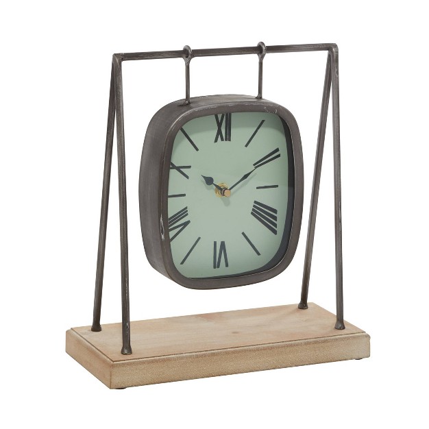 Wood Pendulum Clock With Wood Base Gray Olivia amp May