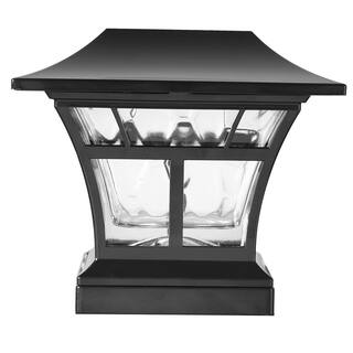 Hampton Bay Solar Matte Black Integrated LED 4 in. x 4 in. or 6 in. x 6 in. Deck Post Light 84045