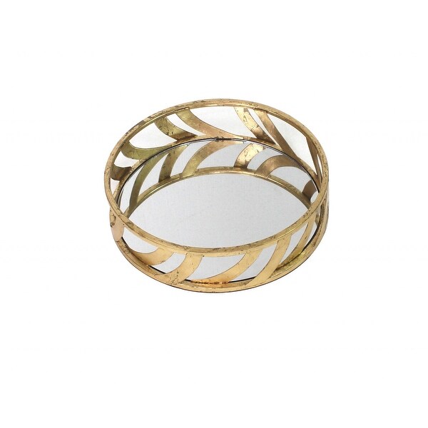 14 x 14 x 4 Gold Streamline Mirror Tray - 14 x 14 x 4