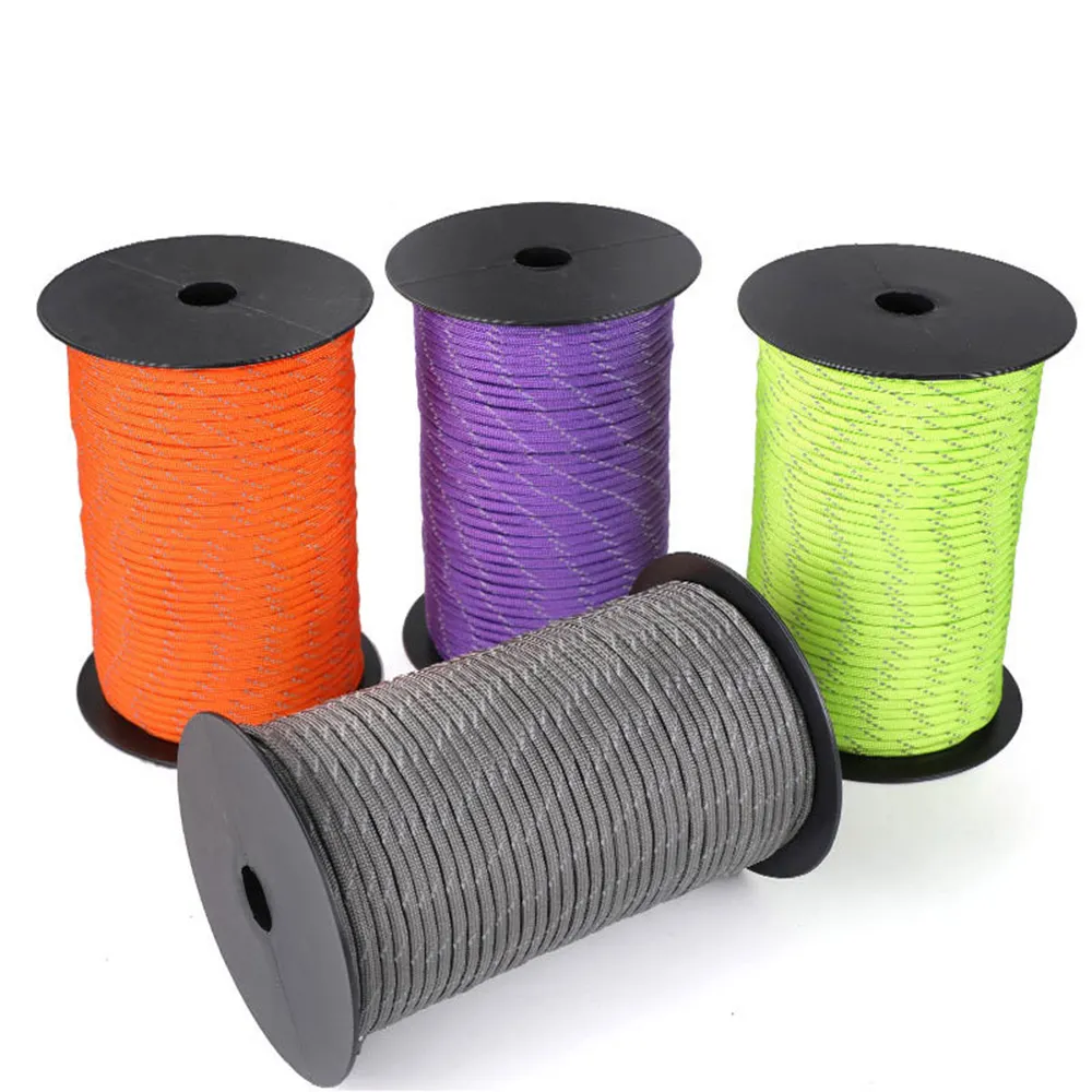 4mm Outdoor Camping Hiking Reflective Paracord Rope Each Spool 50Meters/100 Meters