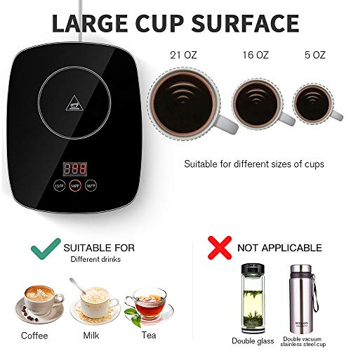 nicelucky Coffee mug warmer for desk with heating function 25 Watt Electric Beverage Warmer with Adjustable temperature 131â„‰/ 55â„ƒor 167â„‰/ 75â„ƒ (Without Mug)