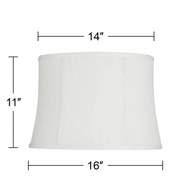 Top X 16 quot Bottom X 11 quot High X 11 quot Slant Lamp Shade Replacement Medium Hawley White Drum Modern Fabric Softback Washer Harp Finial