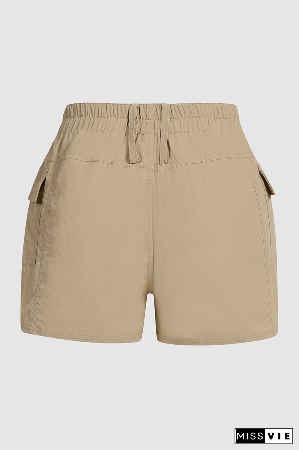 Flap Pocket Stitch Trim Low Waist Shorts