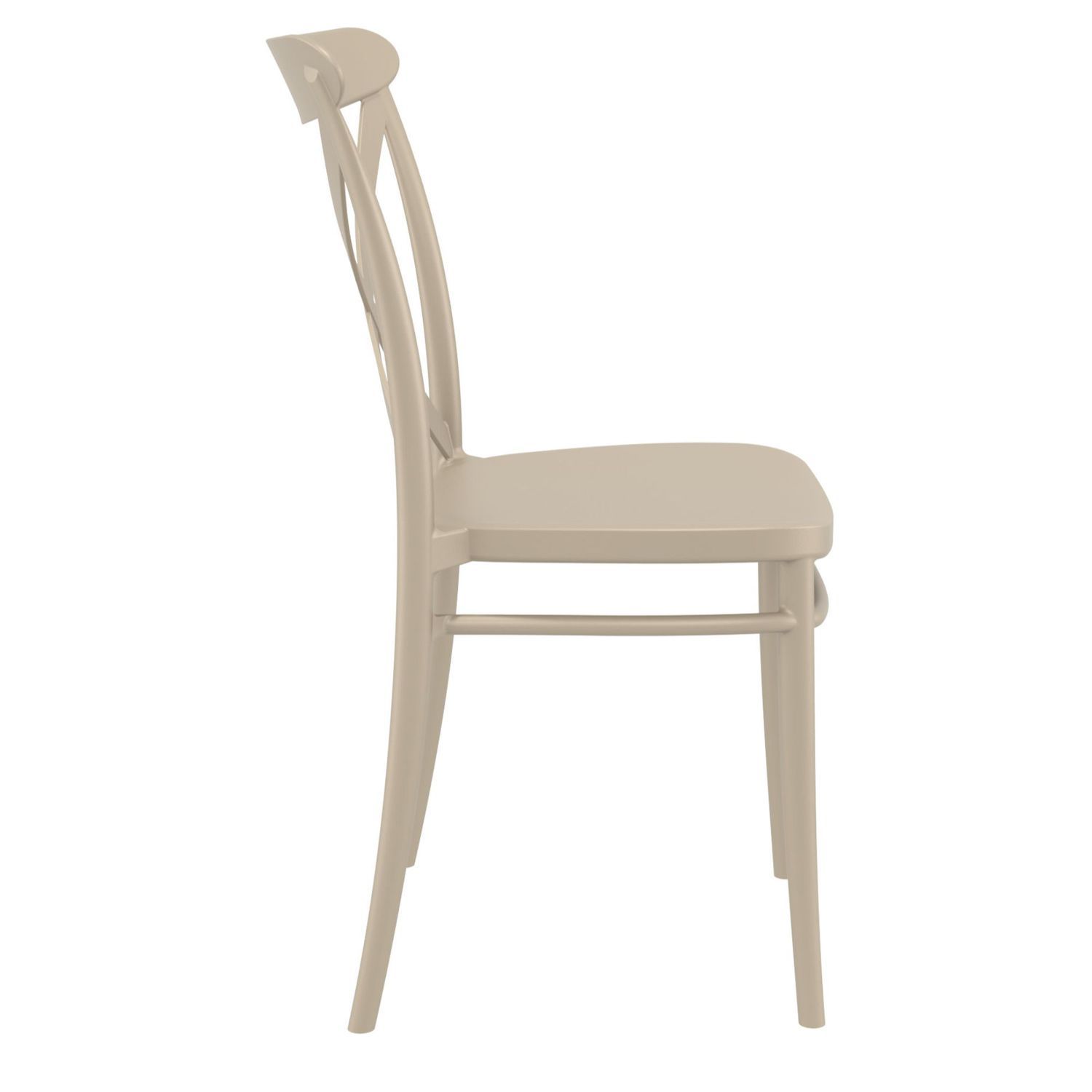 34.25 Taupe Brown Patio Cross Armless Dining Chair