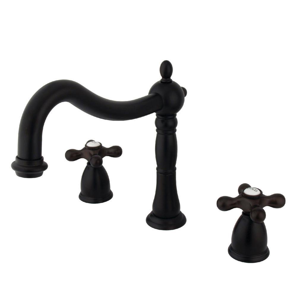 Kingston Brass Heritage 2-Handle Deck-Mount Roman Tub Faucet in Oil Rubbed Bronze (Valve Included) HKS1345AX