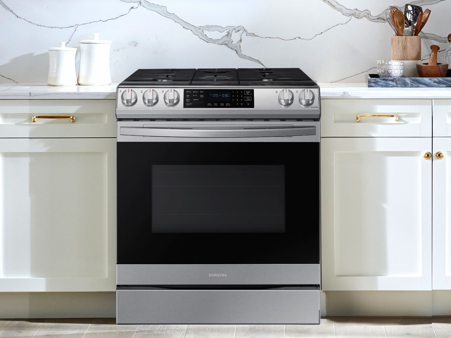  ADA 6 Cu. Ft. Fingerprint Resistant Stainless Steel Front Control Slide-In Gas Range With Air Fry