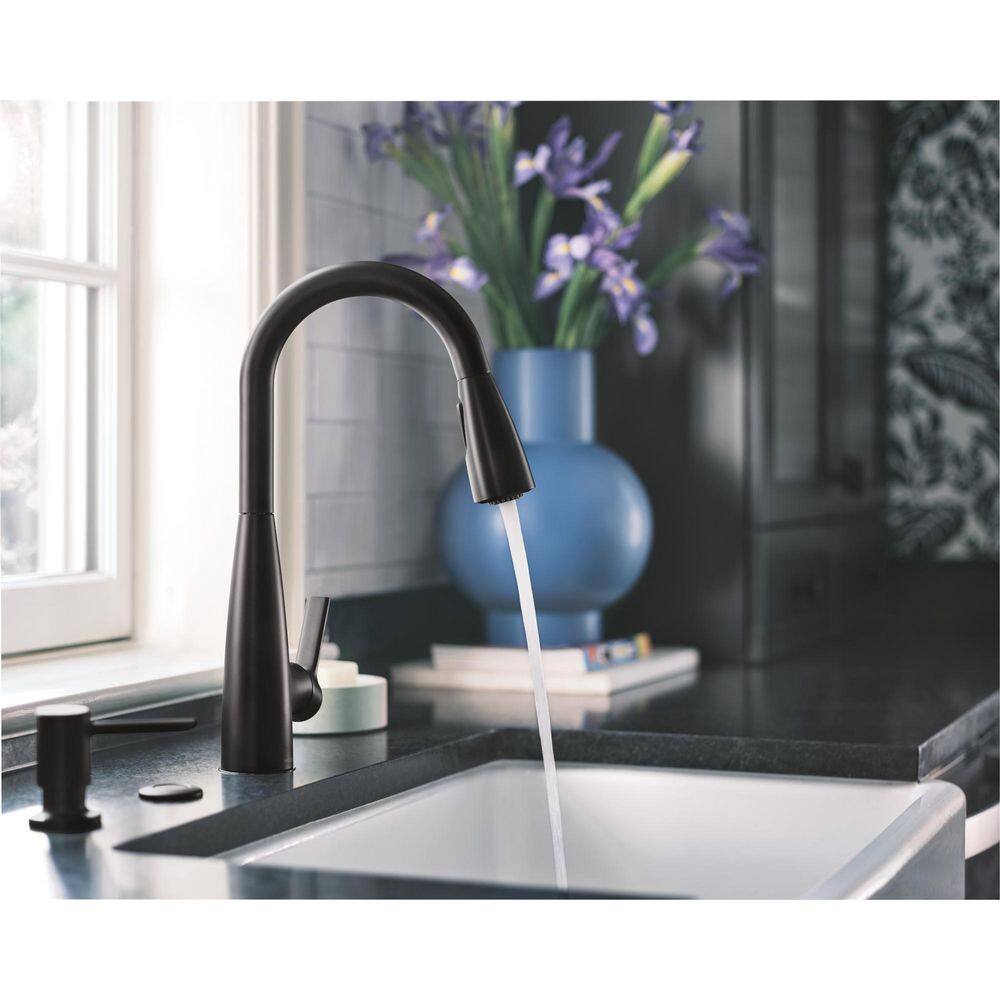 MOEN Haelyn Single-Handle Pull-Down Sprayer Kitchen Faucet with Reflex and Power Clean in Matte Black 87627BL