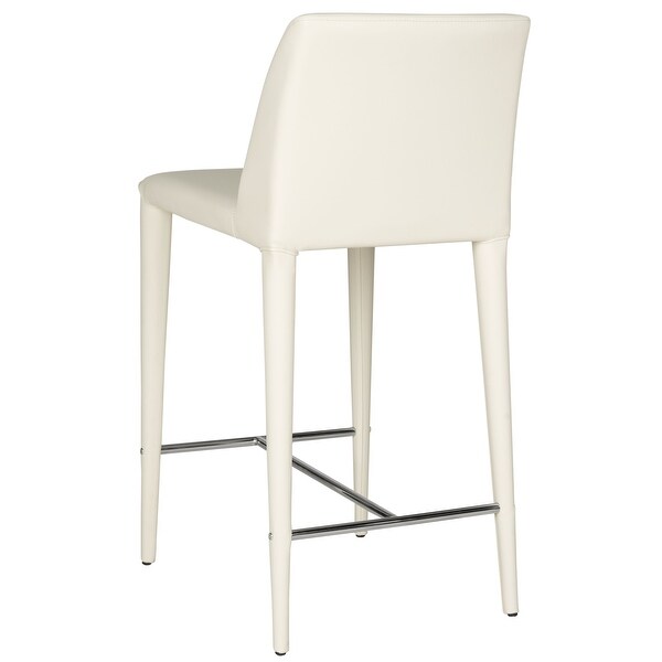 SAFAVIEH Mid-Century 26-inch Garretson White Counter Stool (Set of 2) - 22.6