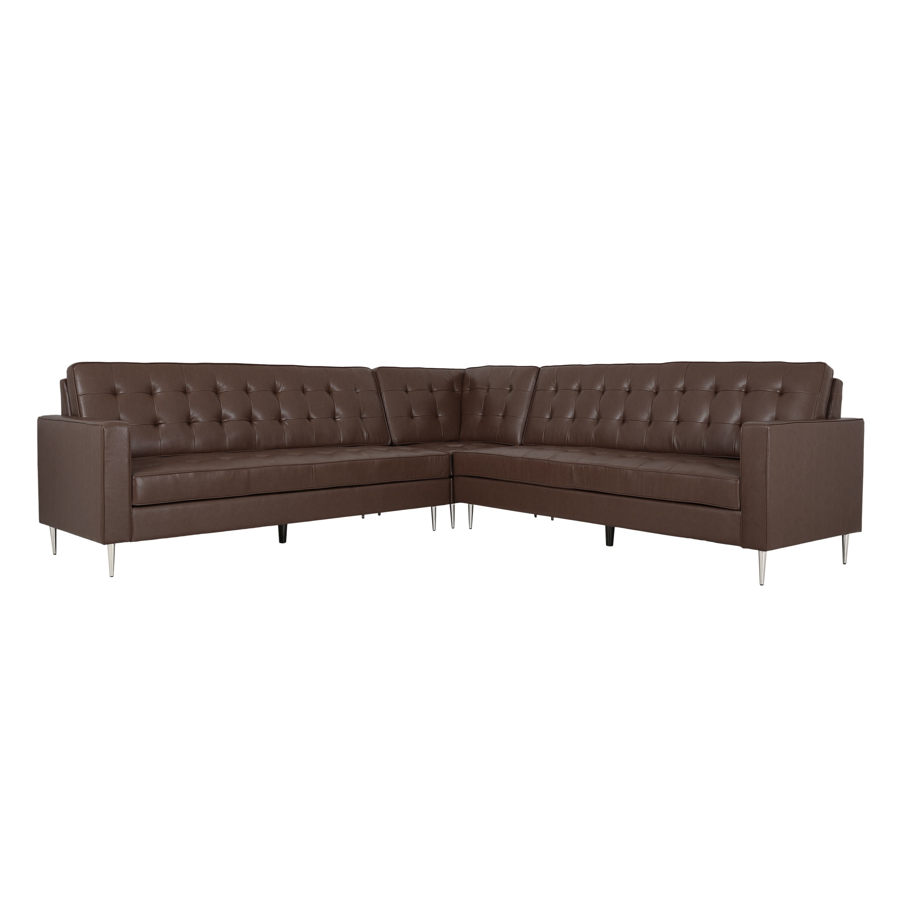 Goliath Contemporary Faux Leather Tufted 5 Seater Sectional Sofa Set