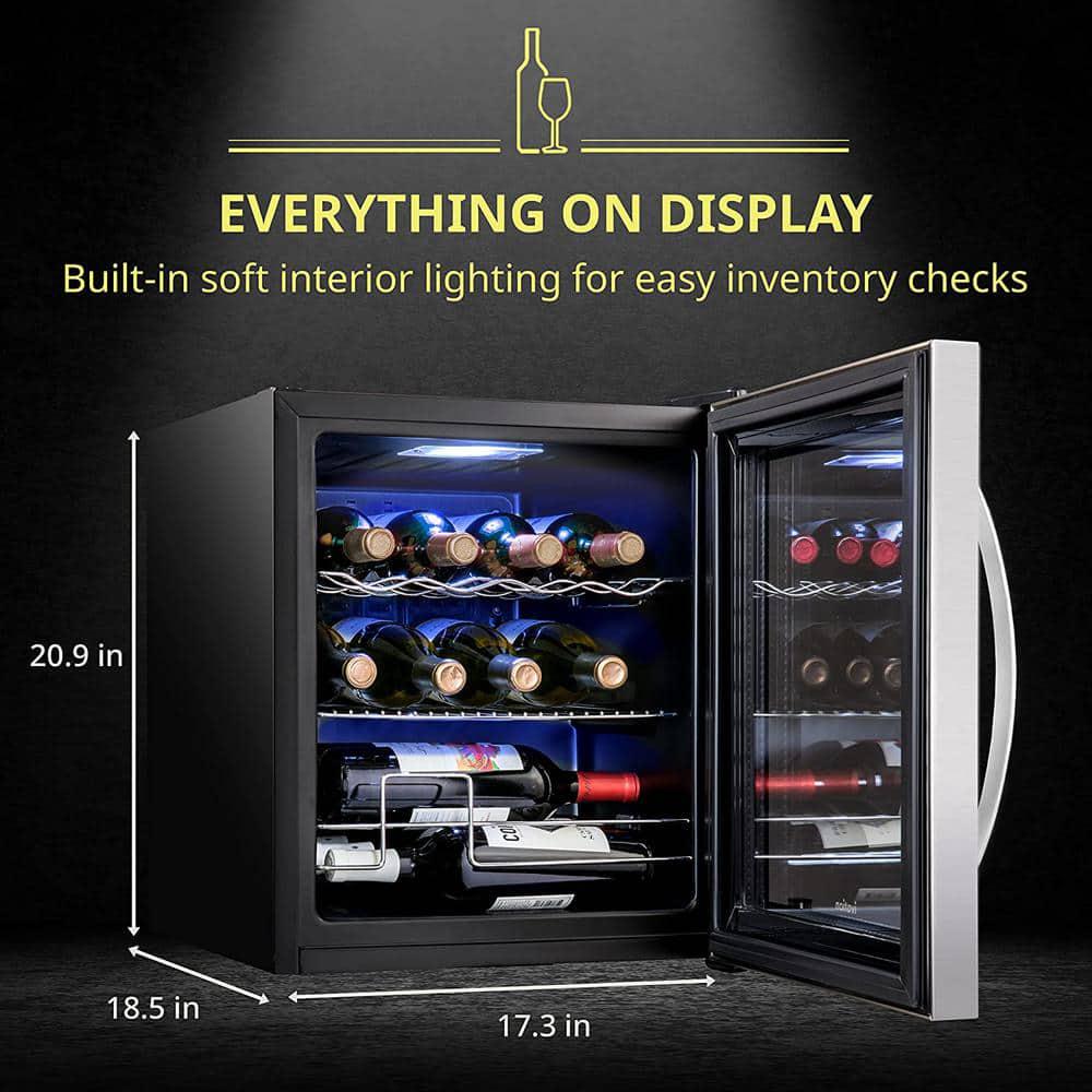 Schmecke Wine Fridge Single Zone 12Bottle Free Standing Wine Cooler with Lock