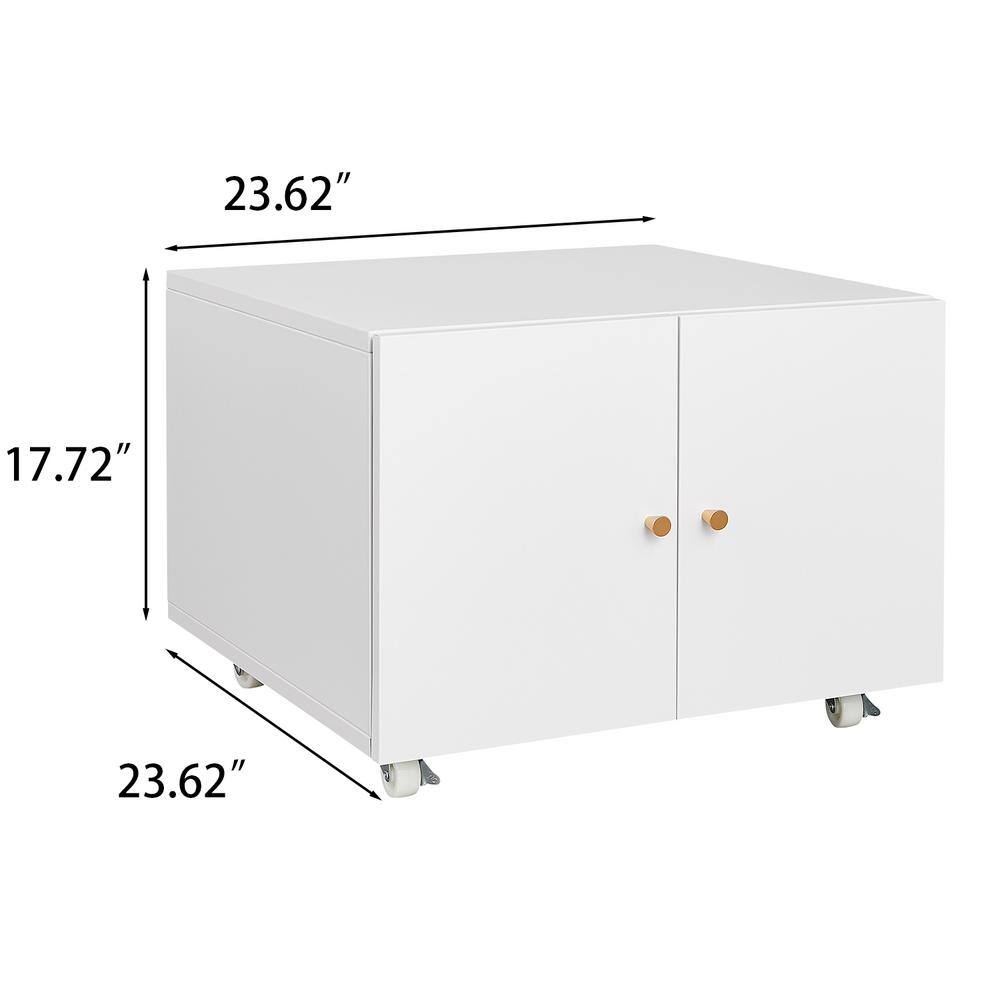 White 17.72 in H x 23.62 in W x 23.62 in D Metal Steel Mobile File Cabinet Print the Cabinet SXB4757932