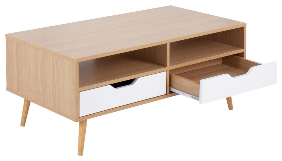 Astro Coffee Table  Natural Wood  White Wood   Midcentury   Coffee Tables   by LumiSource  Houzz