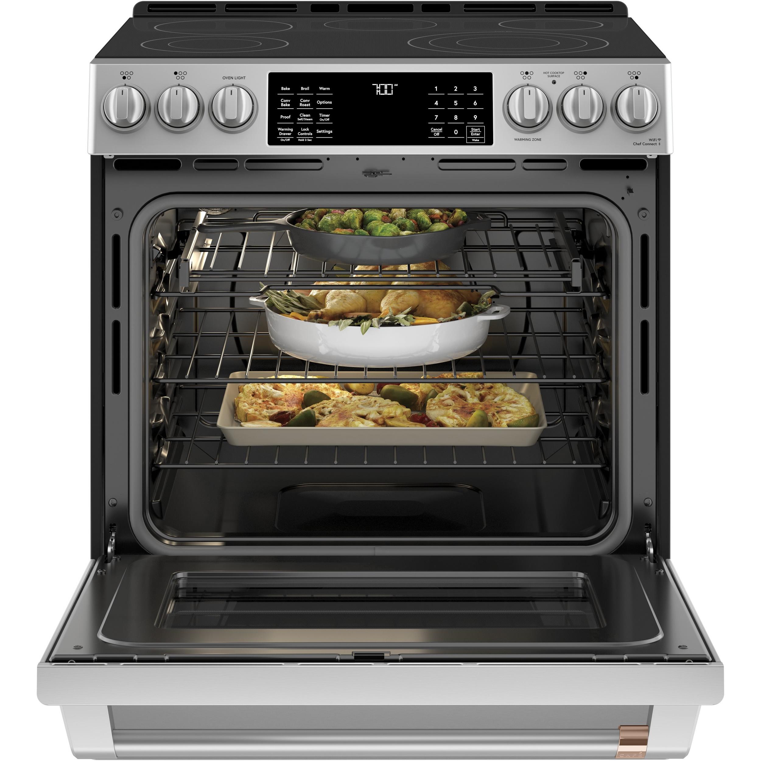 Caf¨¦ 30-inch Slide-in Electric Range with Warming Drawer CCES700P2MS1